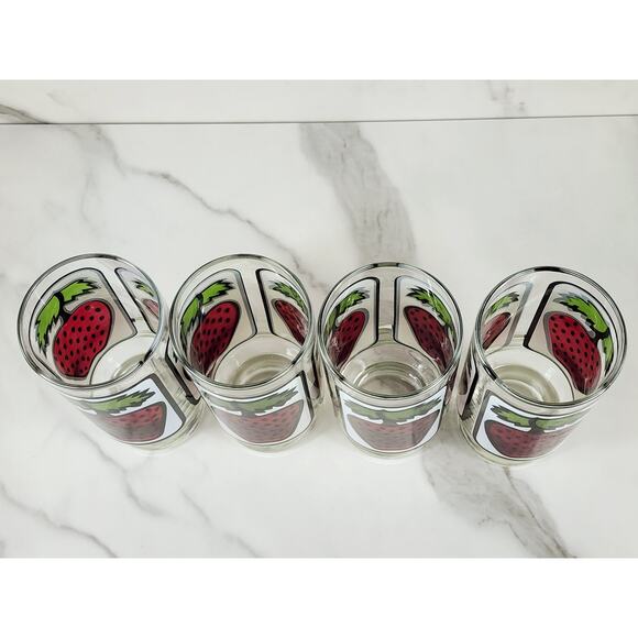 Libbey Strawberry Pedestal Tumbler Glass 16oz Retro 80's 6 1/2" x4 Vintage - Picture 10 of 14